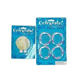 Birthday Molded Fairy Candle and 4- Piece Beaded Heart Bracelet Set